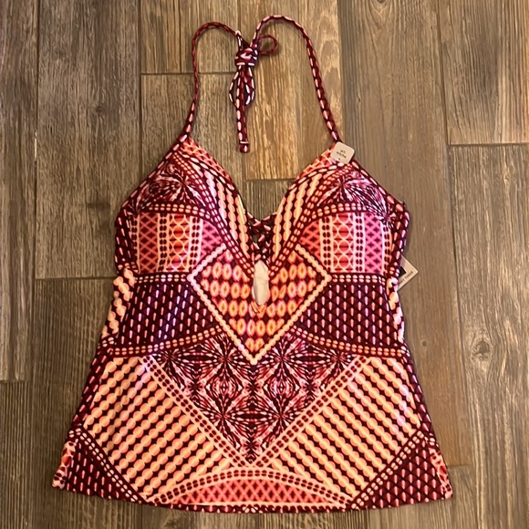 NWT Kenneth Cole Push Up Tummy Toner Tankini Swim Top M Medium Shape Enhancing - Picture 4 of 14